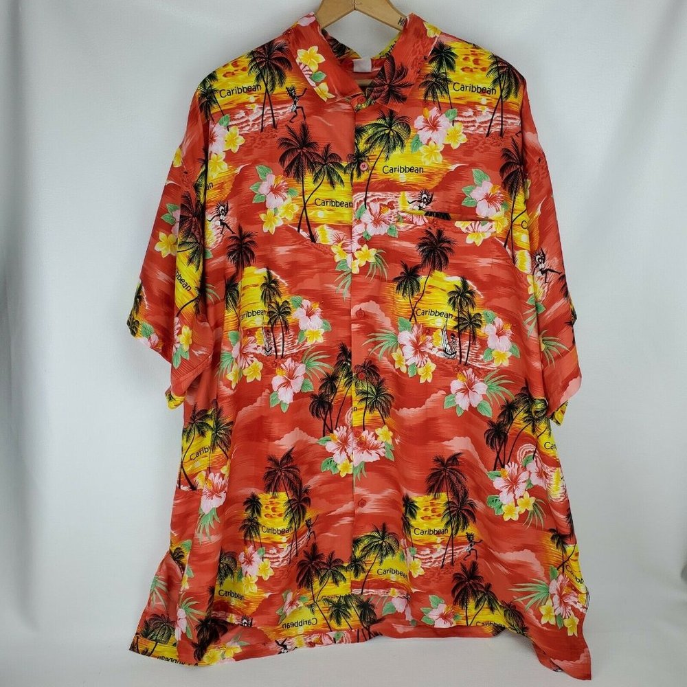 Vintage Caribbean Palms Hibiscus Aloha Camp Hawaiian Shirt 3X? See Measurements